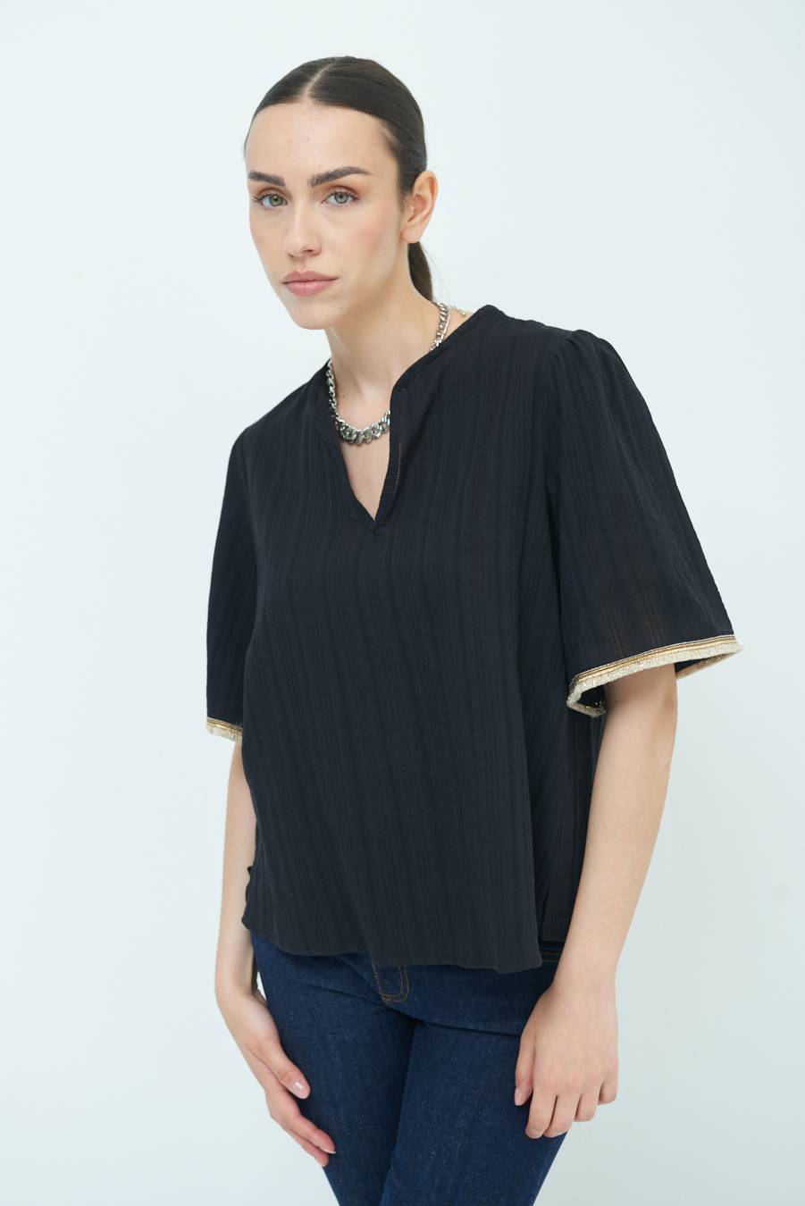 Kikisix CASACCA CON INSERTO ORO NERO