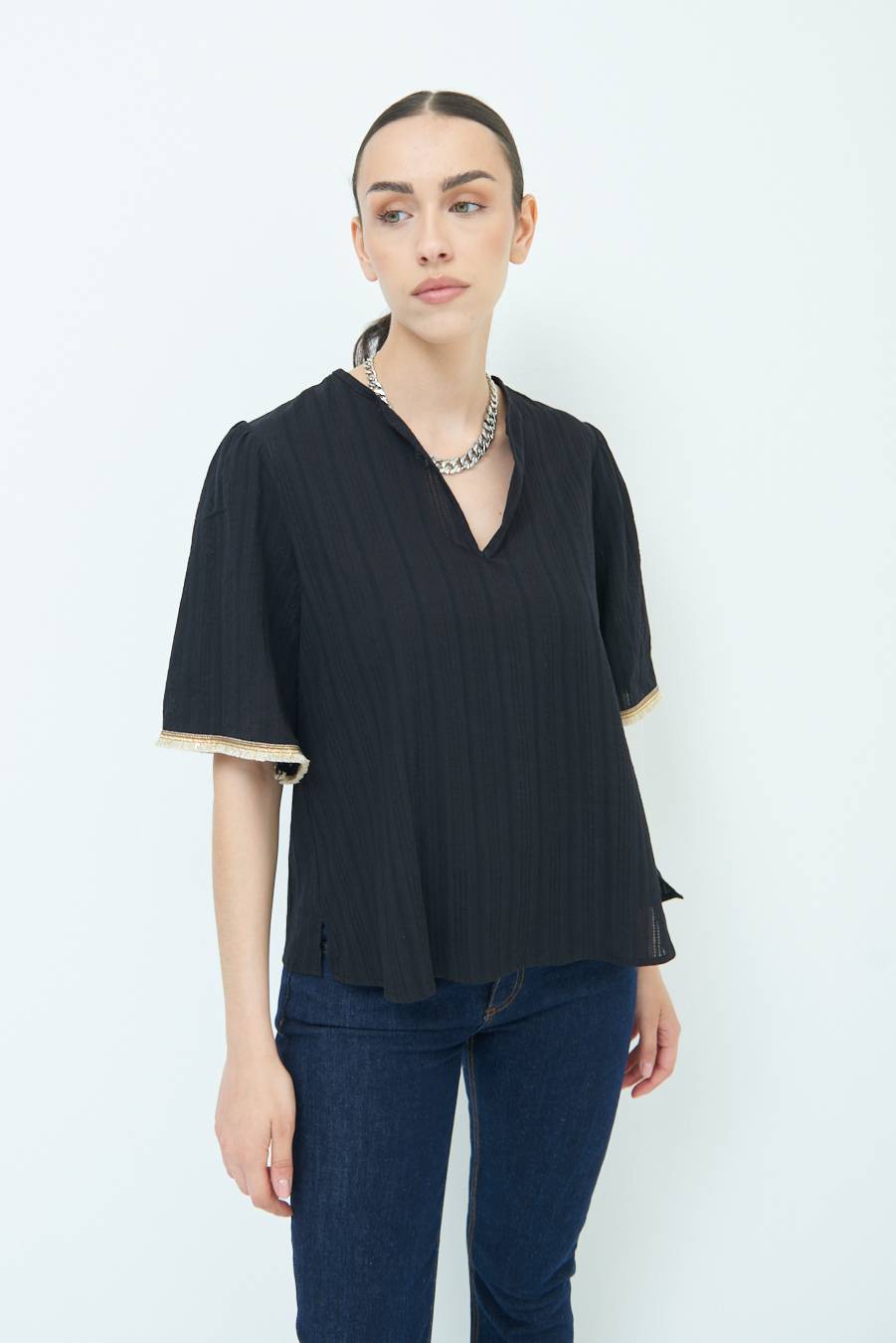 Kikisix CASACCA CON INSERTO ORO NERO