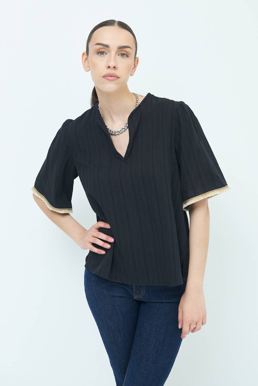 Kikisix CASACCA CON INSERTO ORO NERO