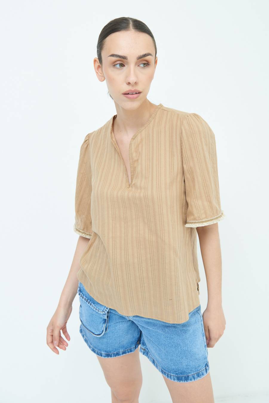 Kikisix CASACCA CON INSERTO ORO TABACCO