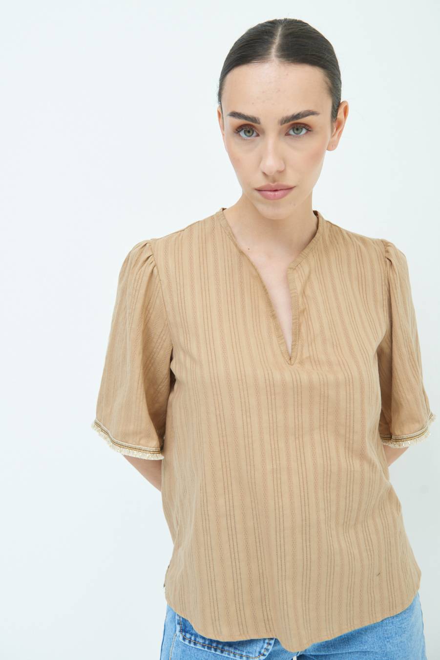 Kikisix CASACCA CON INSERTO ORO TABACCO