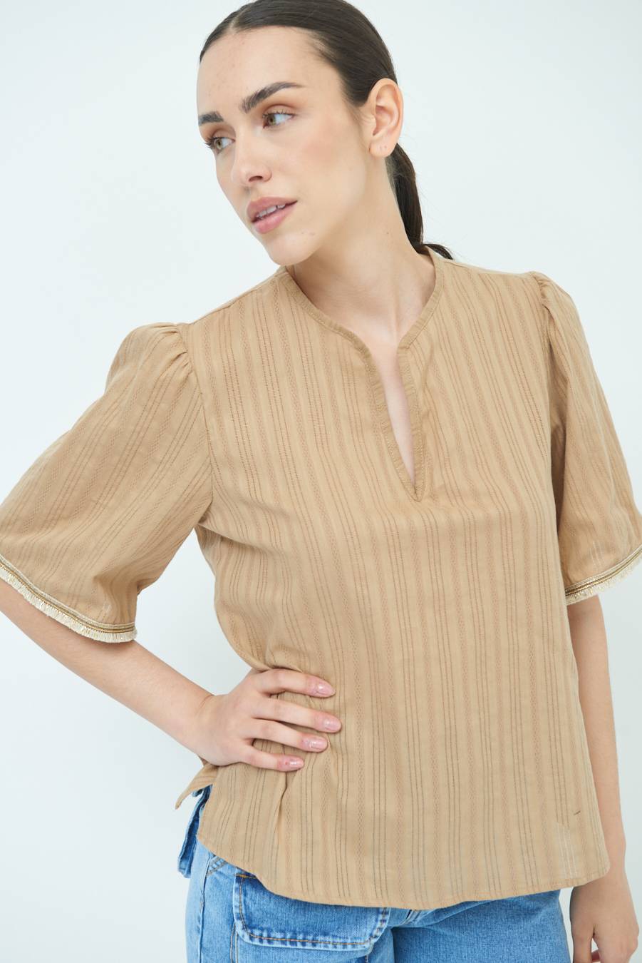 Kikisix CASACCA CON INSERTO ORO TABACCO