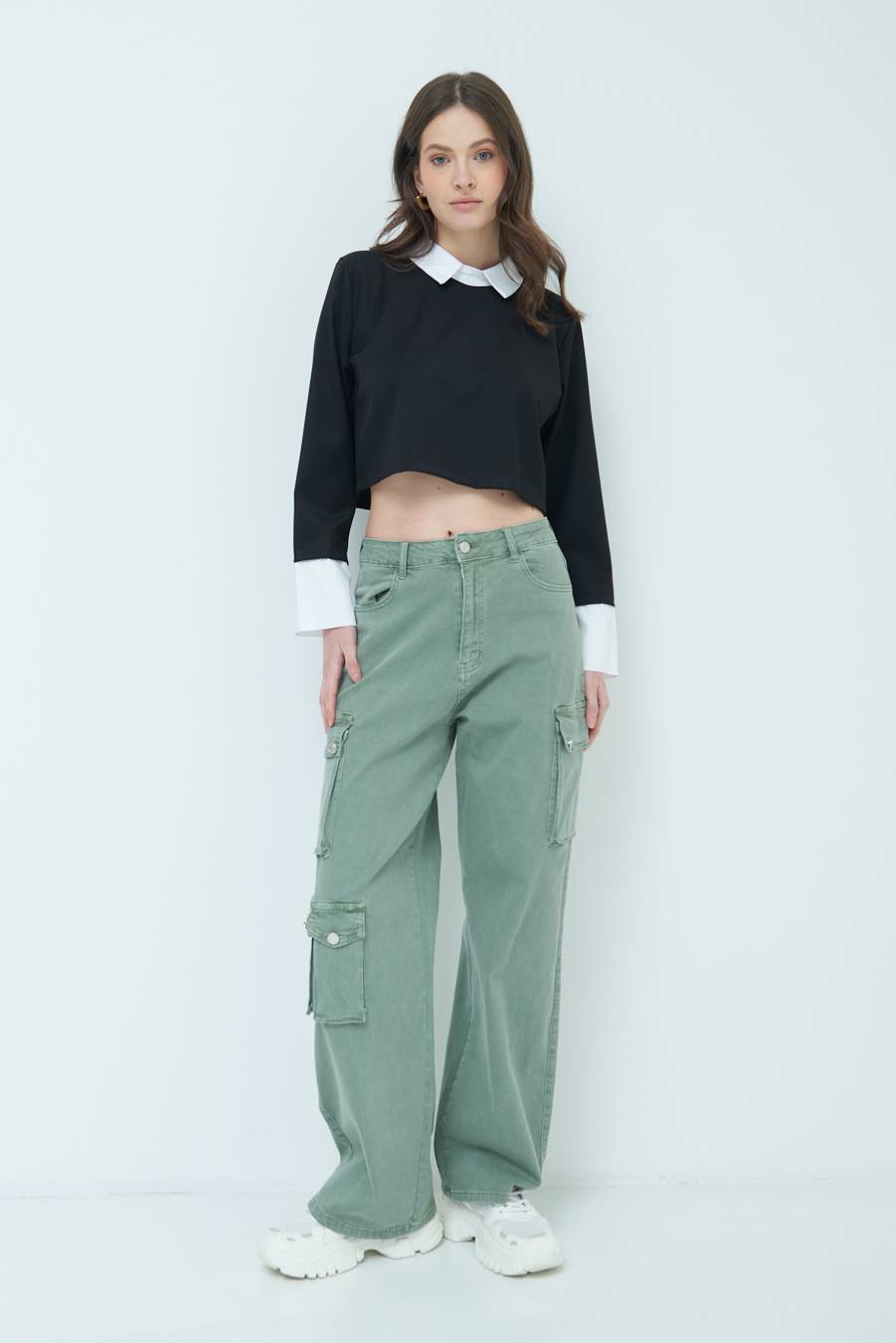 Kikisix CASACCA FINTA CAMICIA BIANCO/NERO