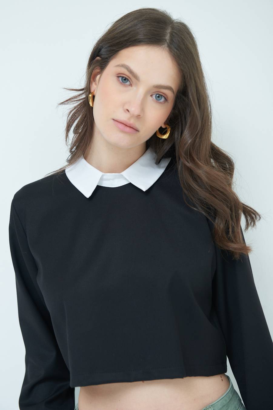 Kikisix CASACCA FINTA CAMICIA BIANCO/NERO