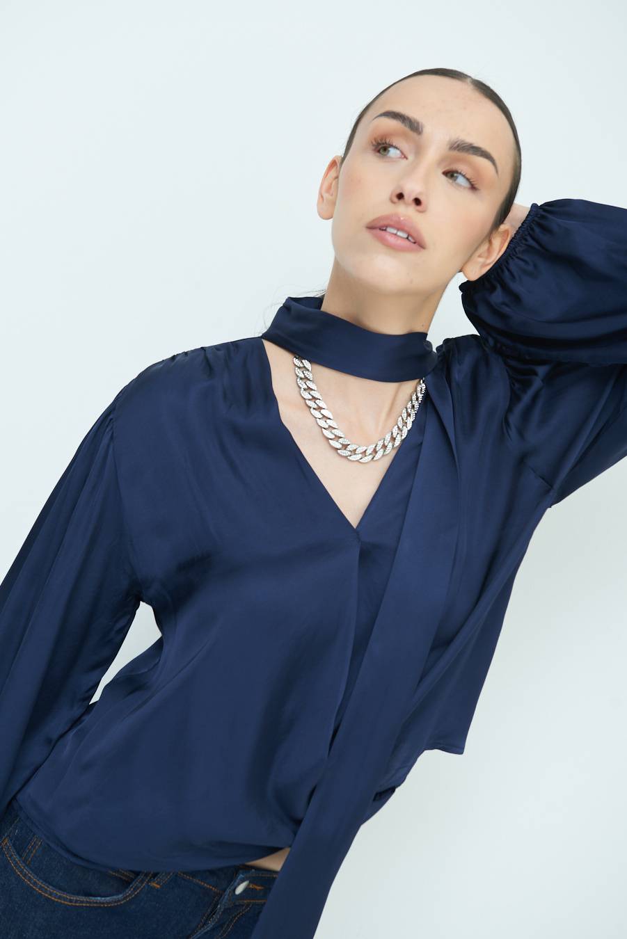 Kikisix CASACCA INCROCIO RASO VISCOSA BLU