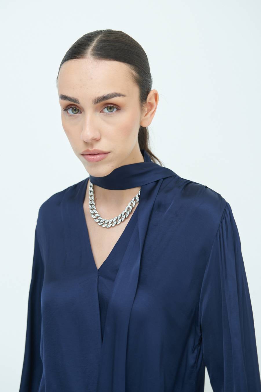 Kikisix CASACCA INCROCIO RASO VISCOSA BLU