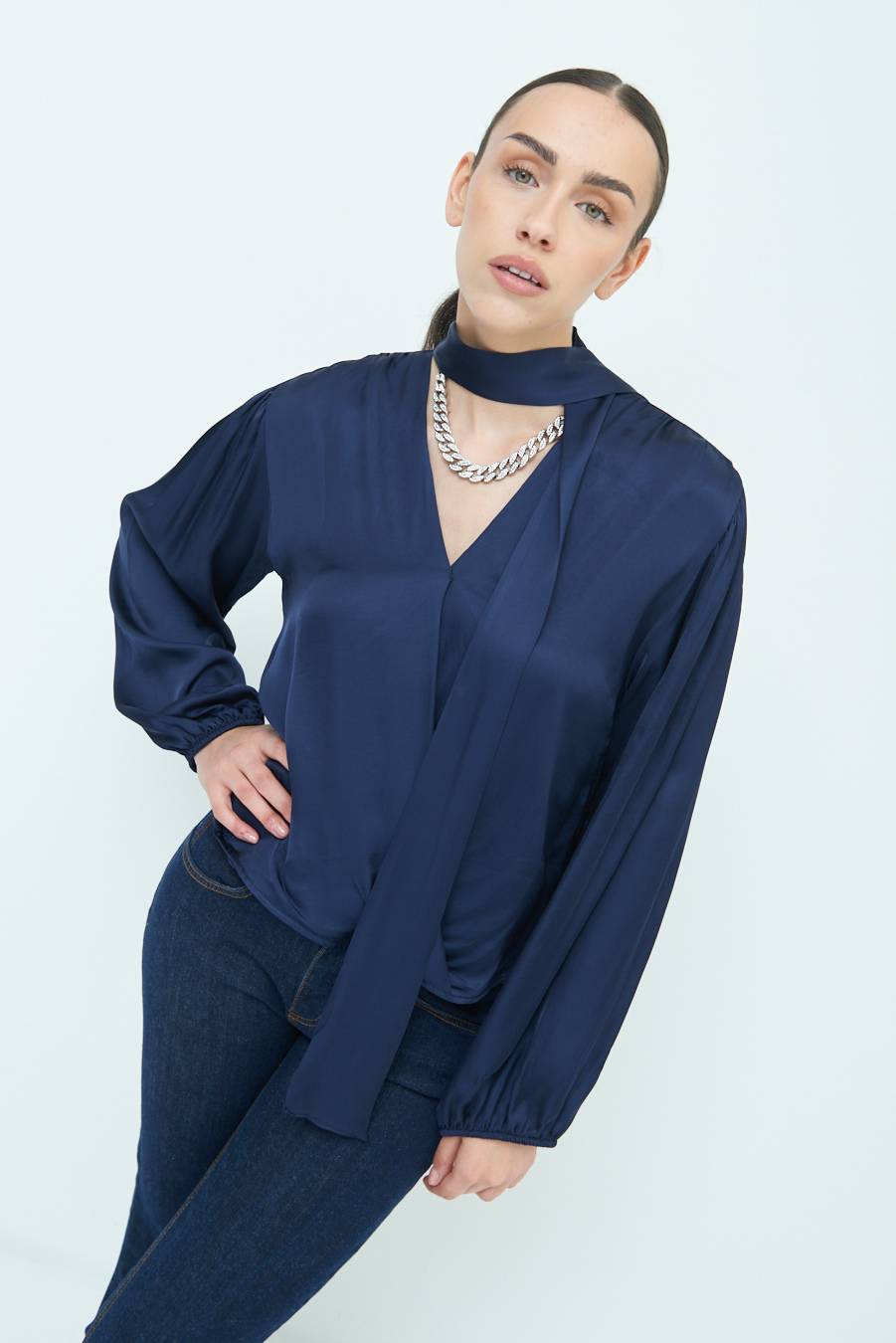 Kikisix CASACCA INCROCIO RASO VISCOSA BLU