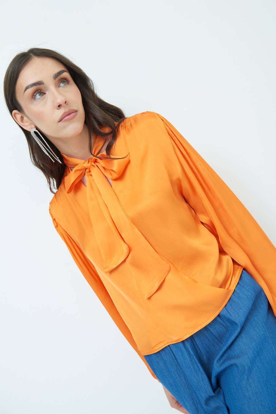 Kikisix CASACCA INCROCIO RASO VISCOSA MANDARINO