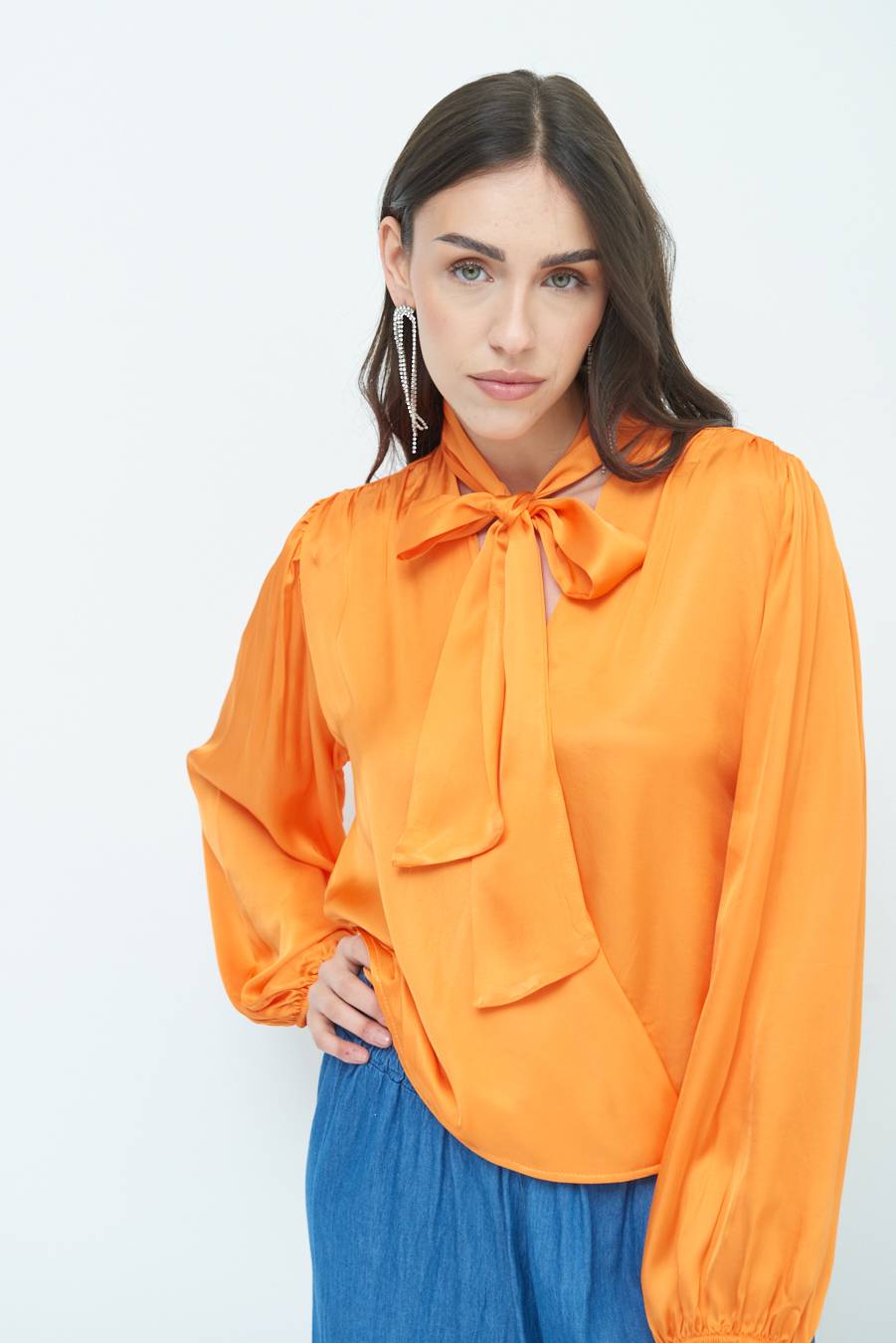 Kikisix CASACCA INCROCIO RASO VISCOSA MANDARINO