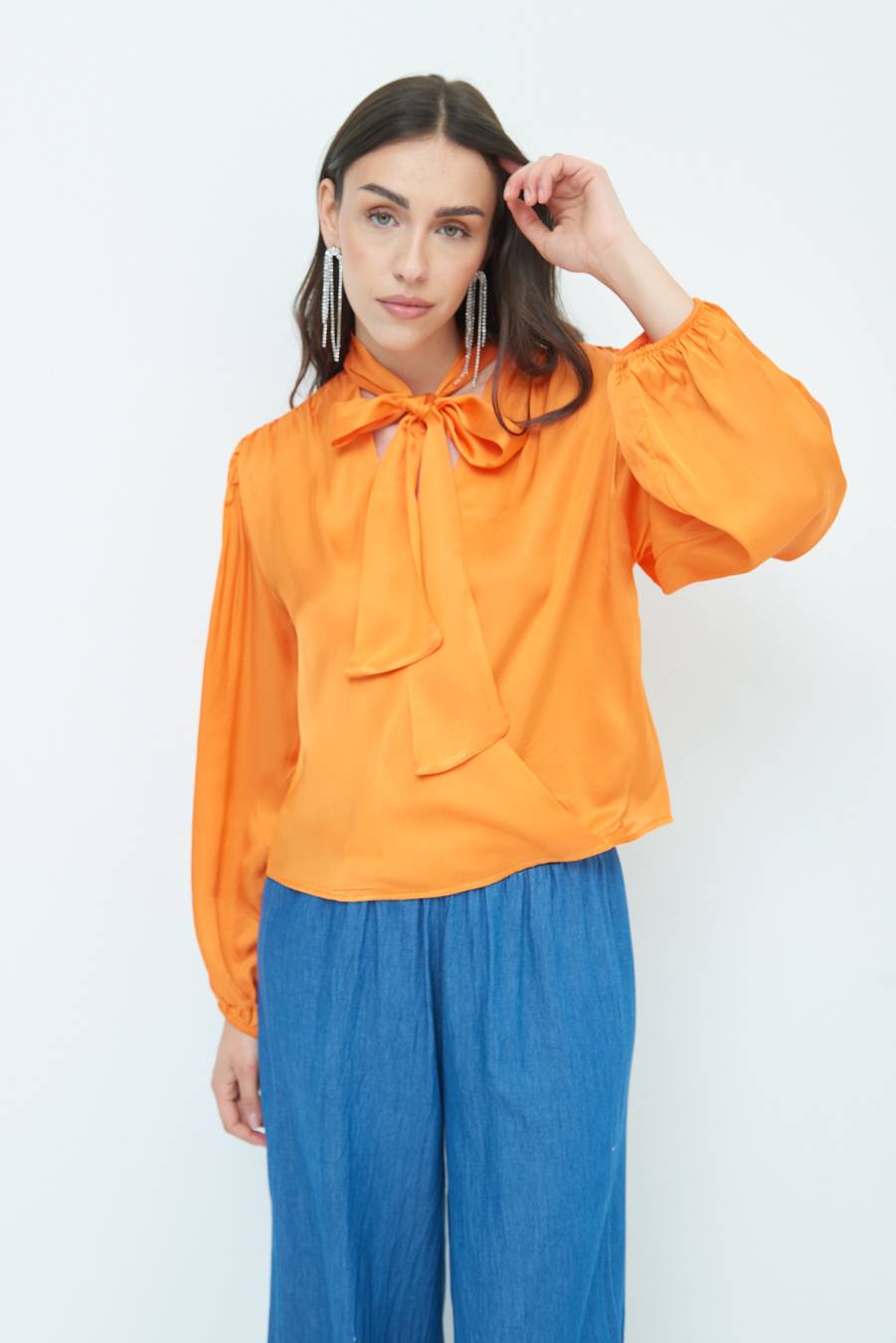 Kikisix CASACCA INCROCIO RASO VISCOSA MANDARINO