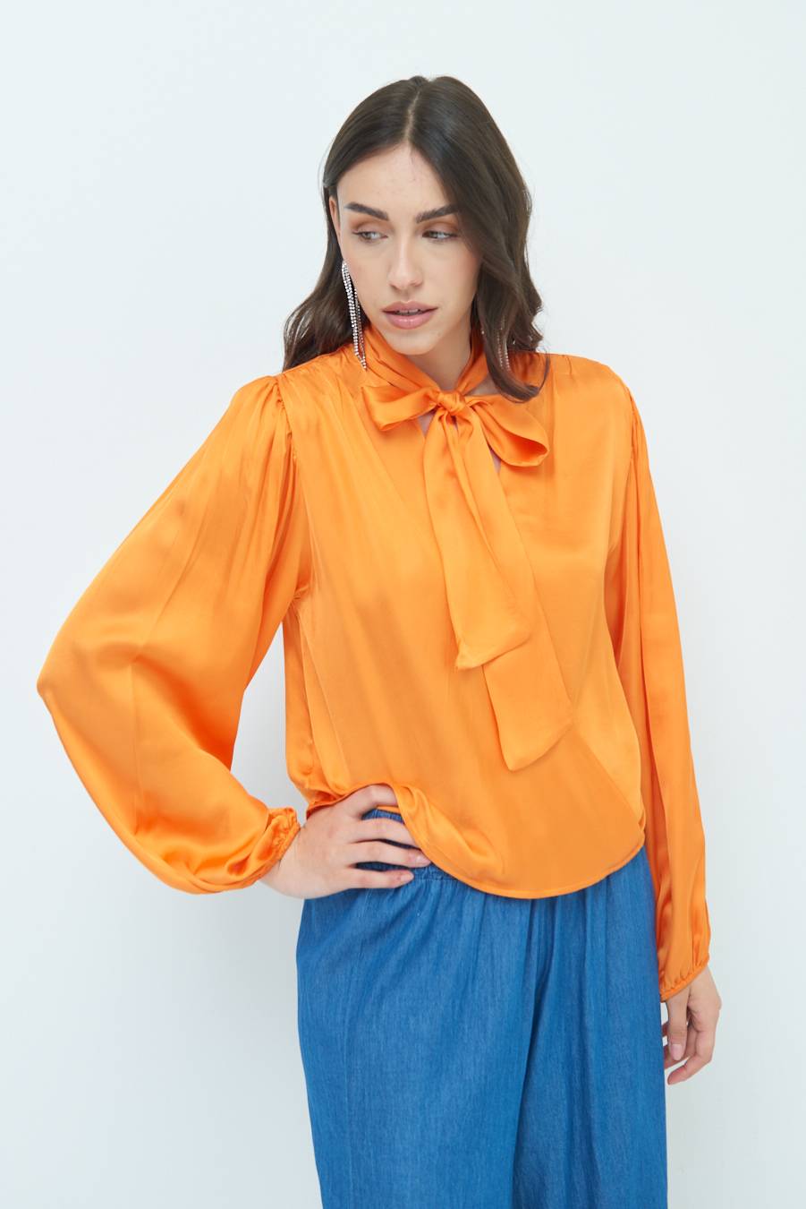 Kikisix CASACCA INCROCIO RASO VISCOSA MANDARINO