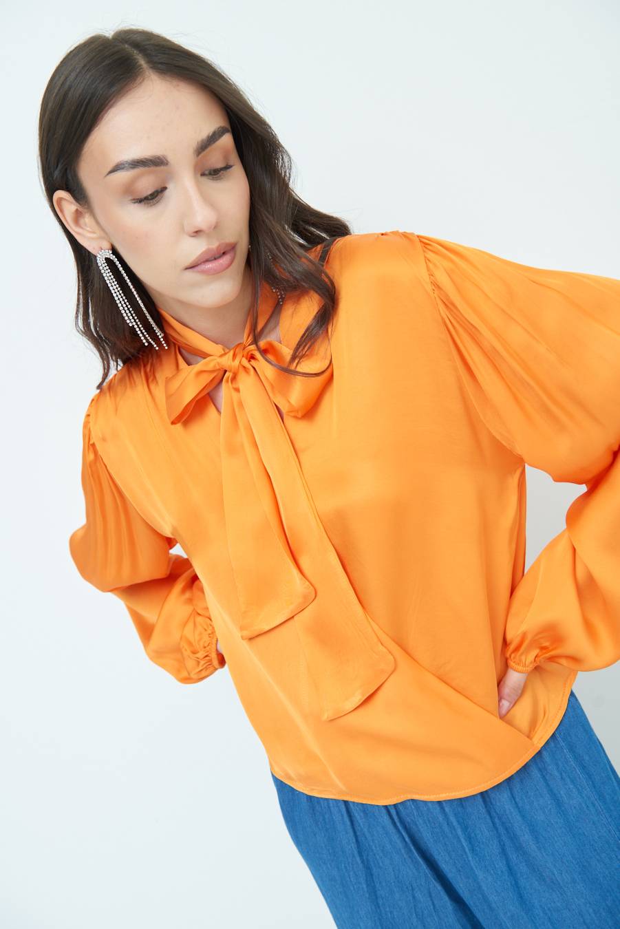 Kikisix CASACCA INCROCIO RASO VISCOSA MANDARINO