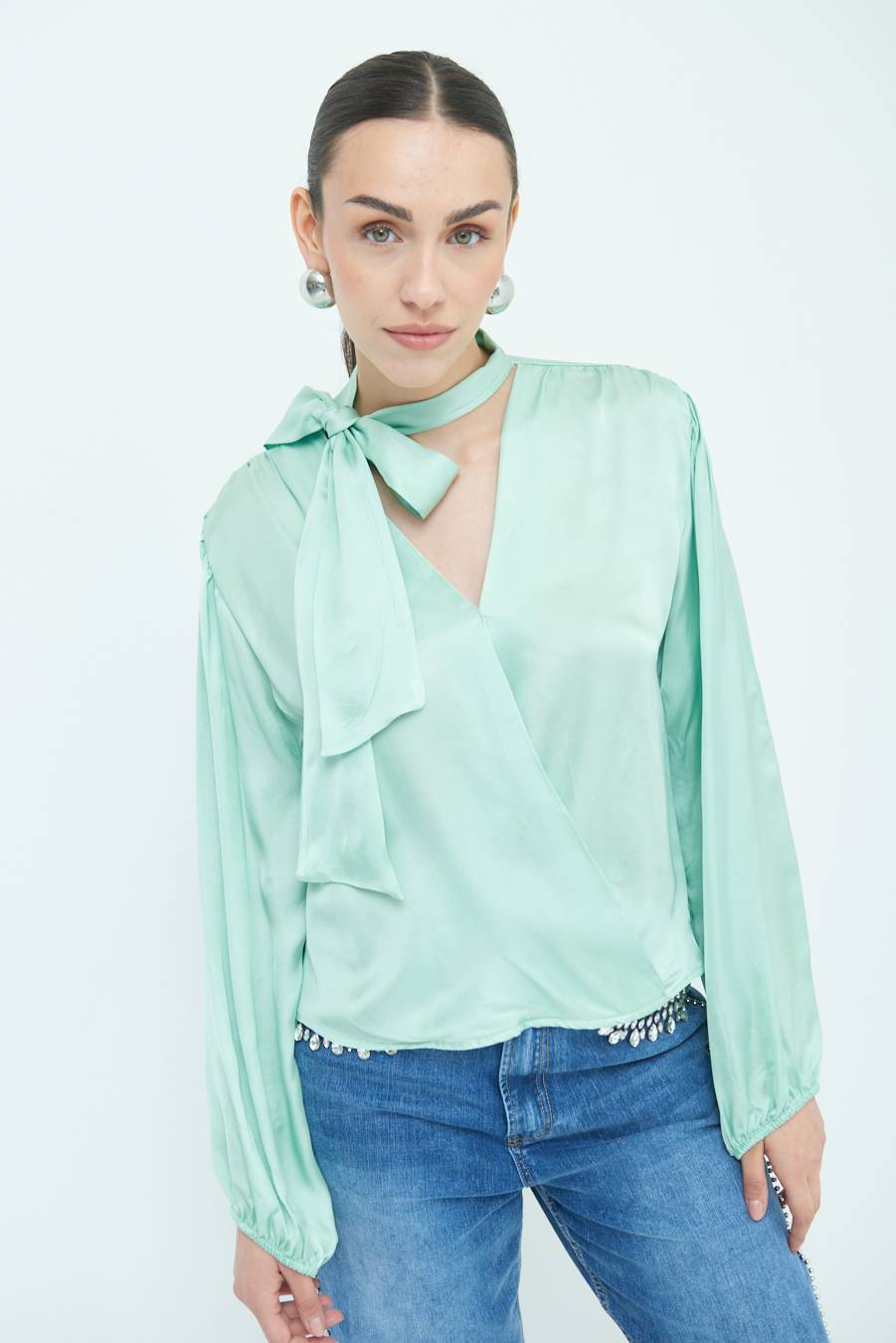 Kikisix CASACCA INCROCIO RASO VISCOSA VERDE