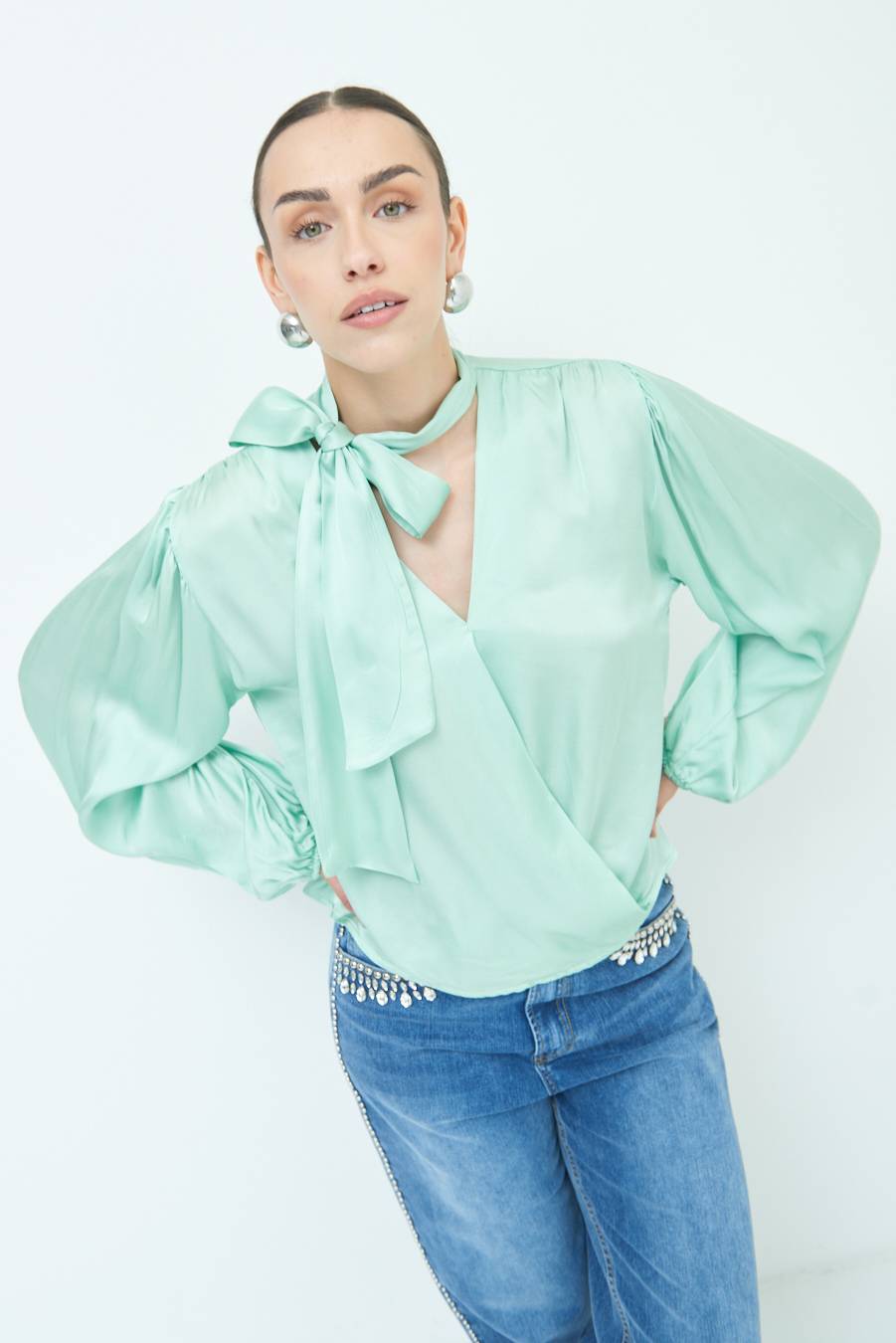 Kikisix CASACCA INCROCIO RASO VISCOSA VERDE