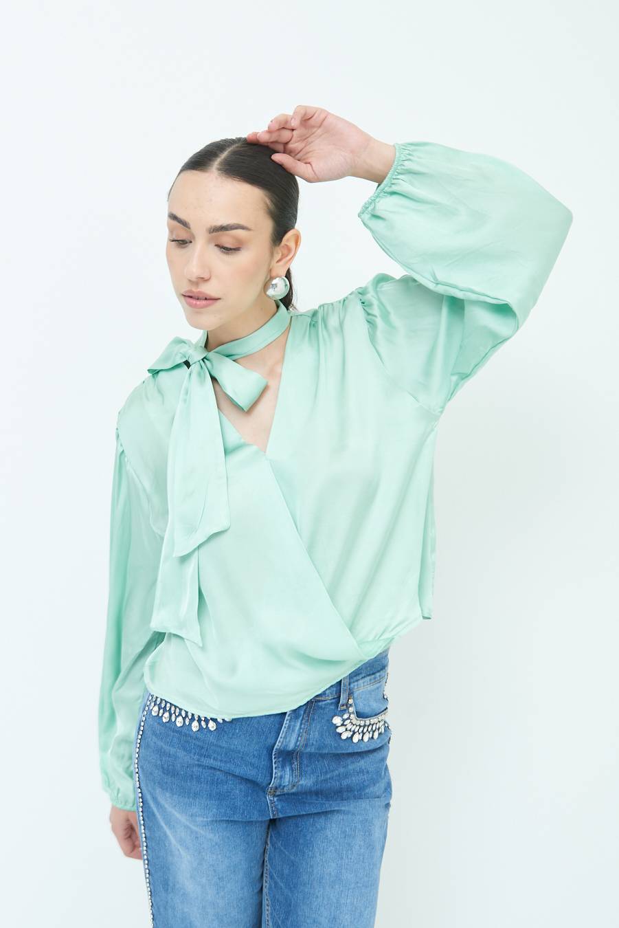 Kikisix CASACCA INCROCIO RASO VISCOSA VERDE