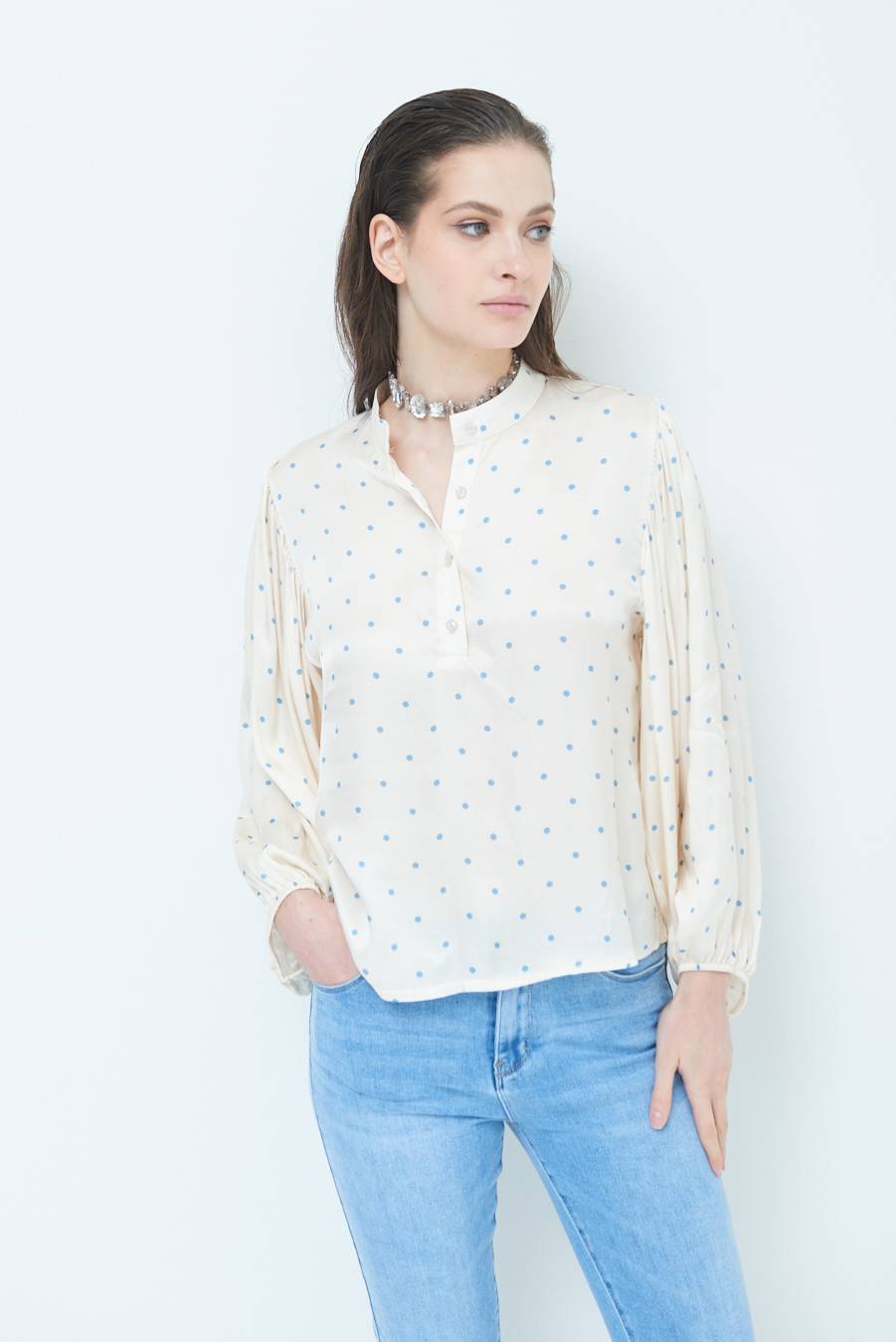 Kikisix CASACCA POIS RASO AZZURRO