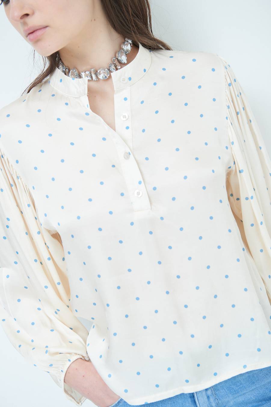 Kikisix CASACCA POIS RASO AZZURRO