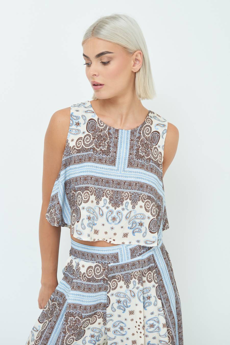 Kikisix CROP TOP STAMPA BIANCO