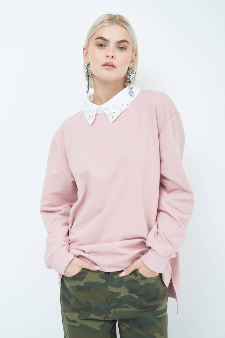 Kikisix FELPA CON COLLETTO CON STRASS CIPRIA