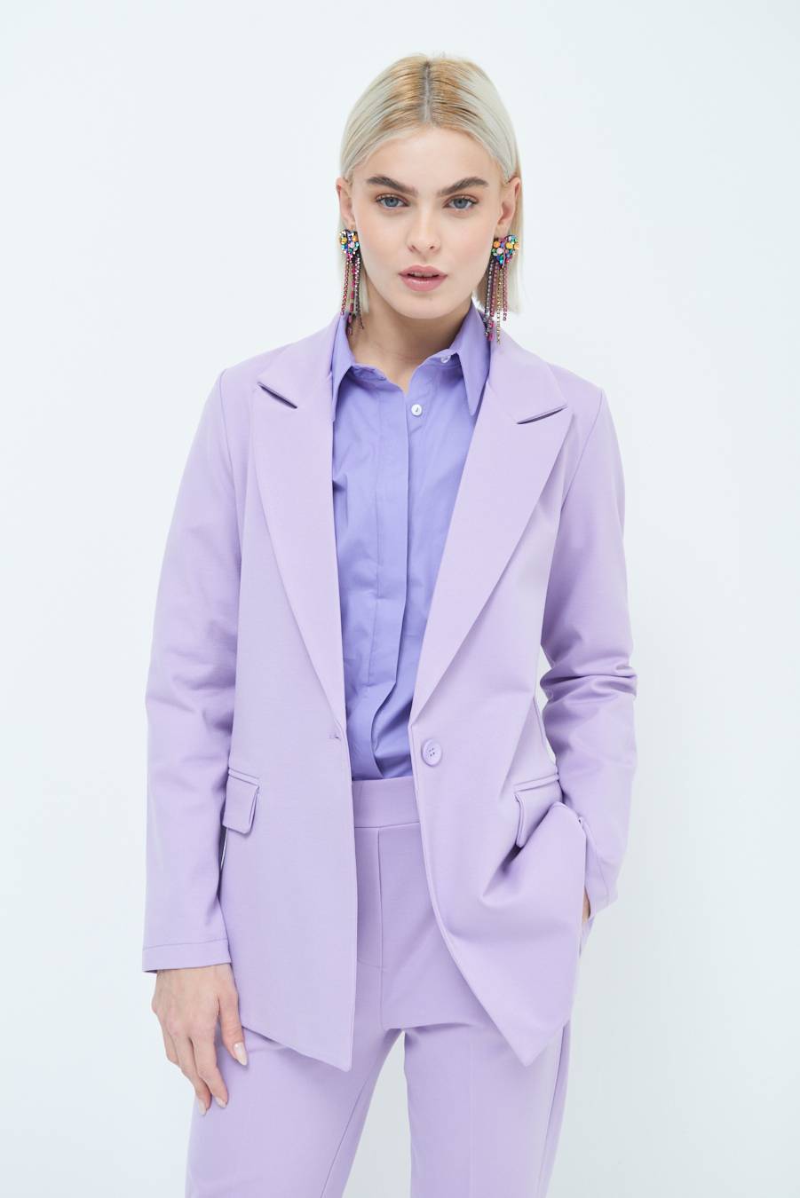 Kikisix GIACCA 1 BOTTONE BASIC LILLA