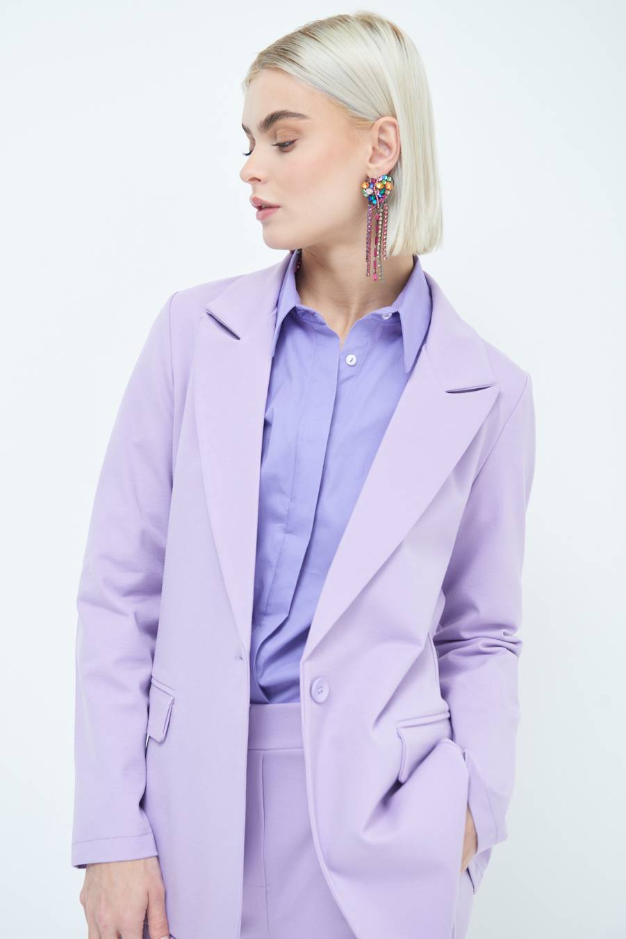 Kikisix GIACCA 1 BOTTONE BASIC LILLA