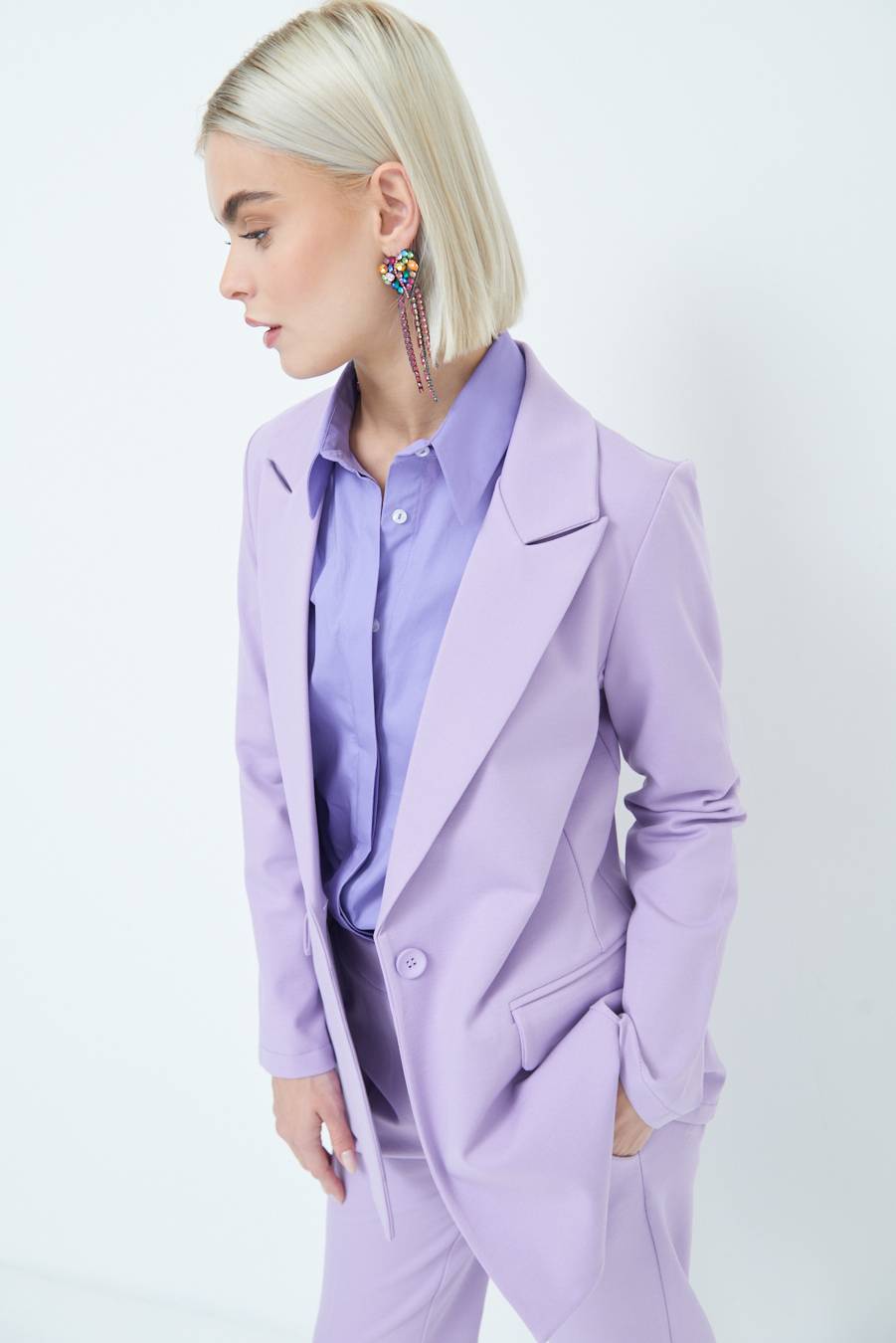 Kikisix GIACCA 1 BOTTONE BASIC LILLA