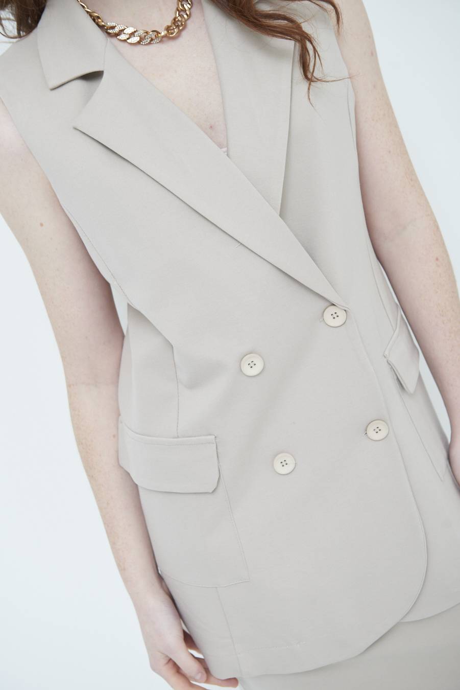 Kikisix GIACCA SMANICATA DOPPIOPETTO BEIGE