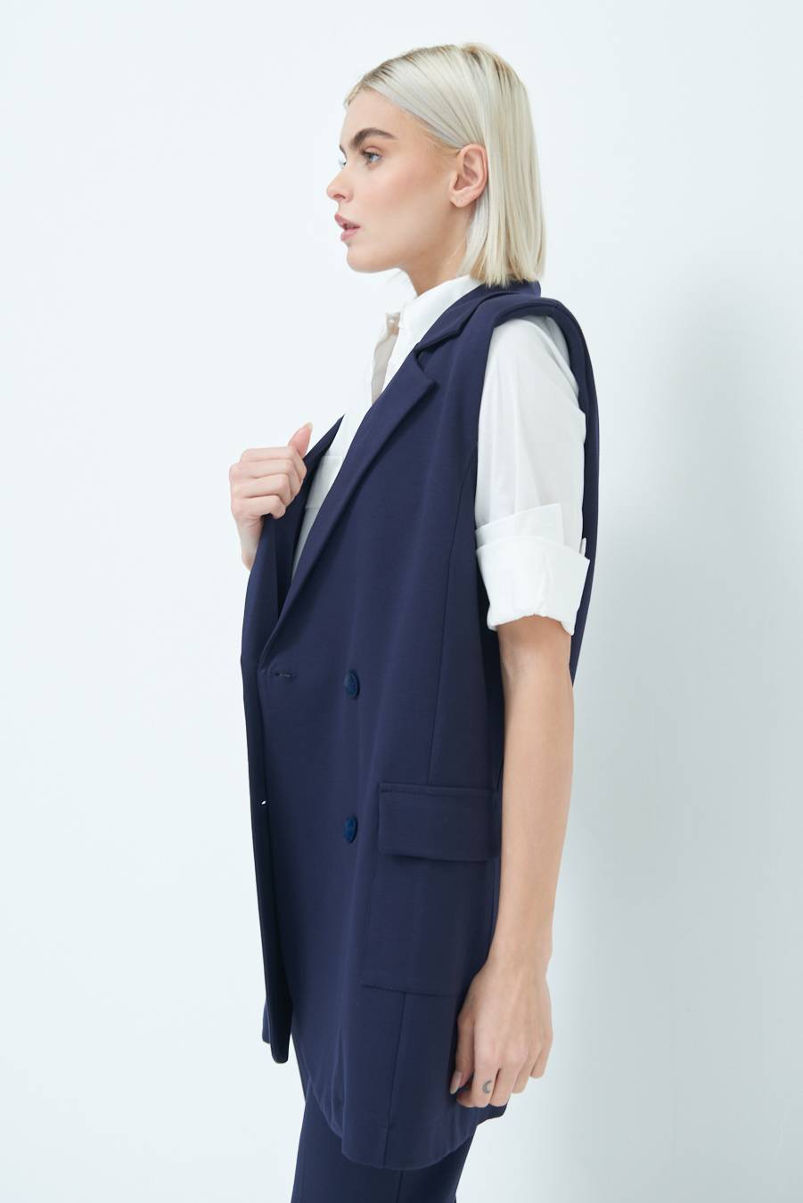 Kikisix GIACCA SMANICATA DOPPIOPETTO BLU