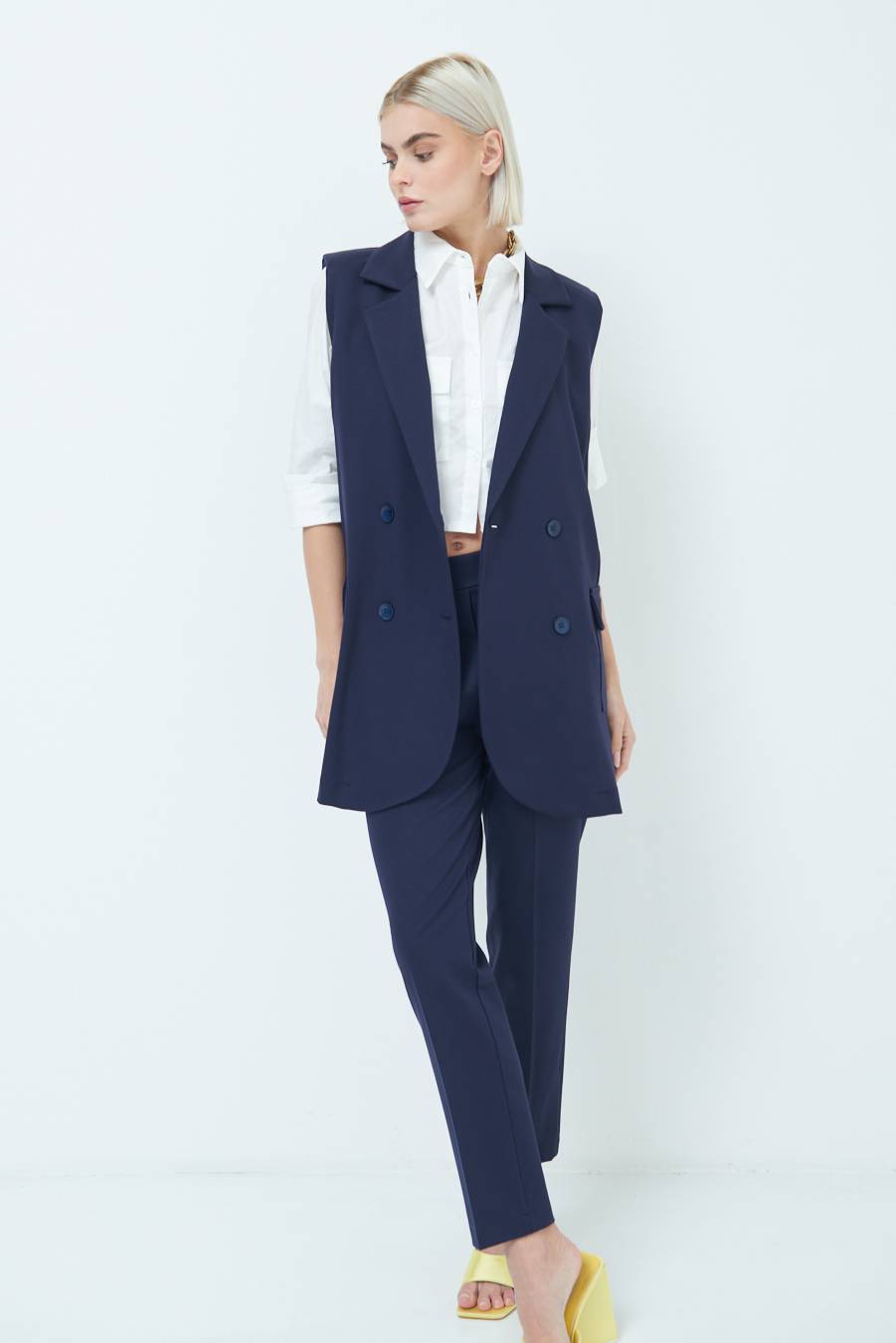 Kikisix GIACCA SMANICATA DOPPIOPETTO BLU