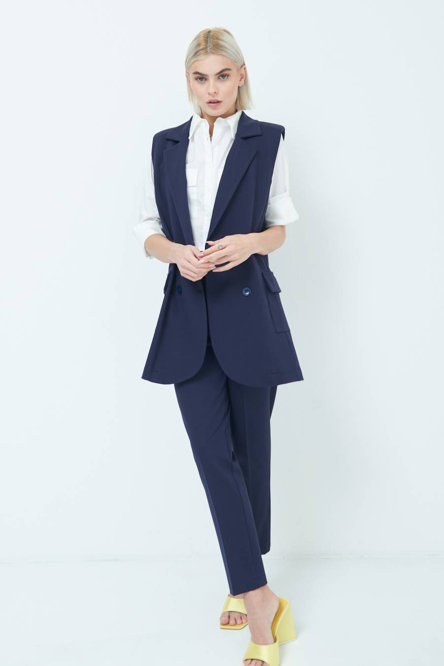 Kikisix GIACCA SMANICATA DOPPIOPETTO BLU