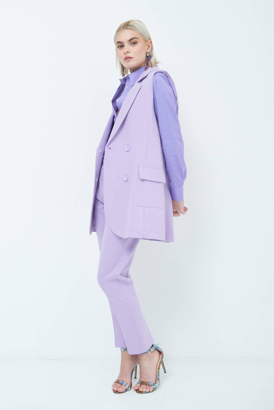 Kikisix GIACCA SMANICATA DOPPIOPETTO LILLA