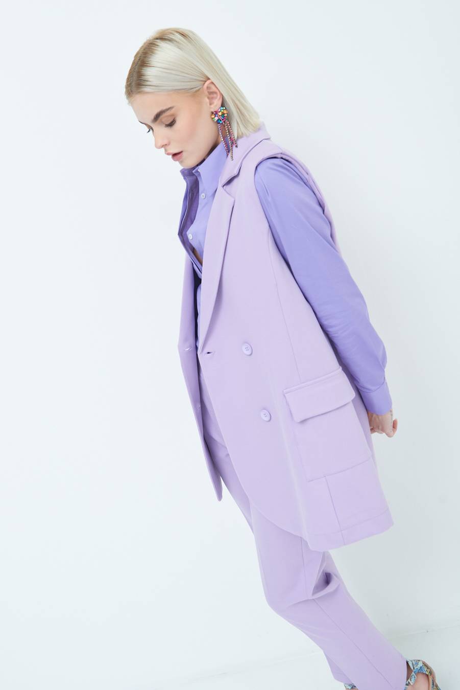 Kikisix GIACCA SMANICATA DOPPIOPETTO LILLA