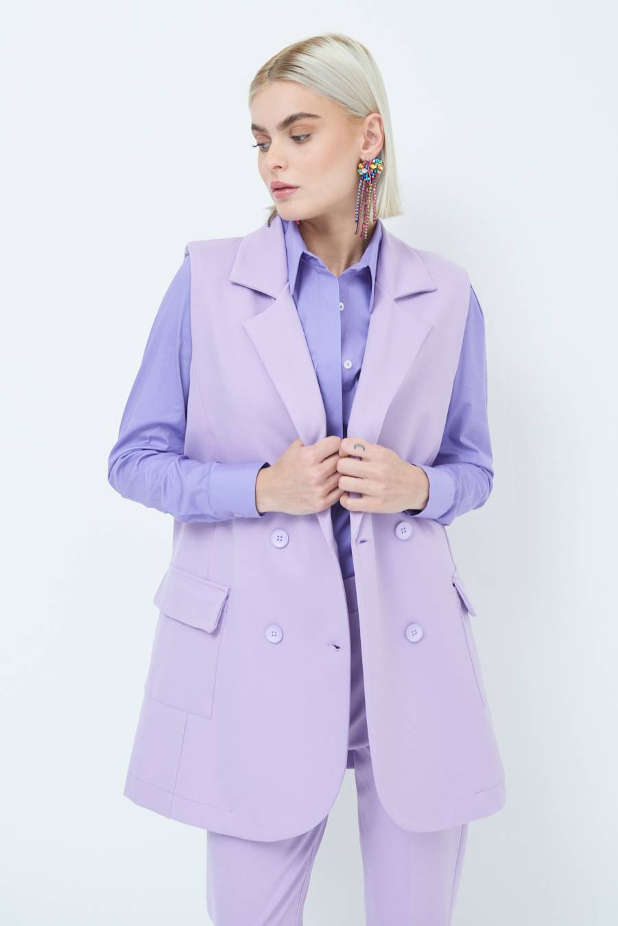 Kikisix GIACCA SMANICATA DOPPIOPETTO LILLA