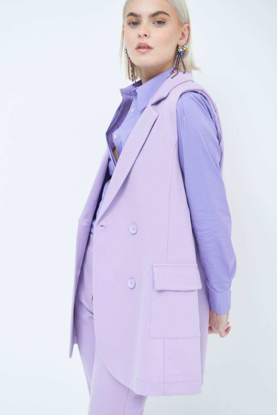 Kikisix GIACCA SMANICATA DOPPIOPETTO LILLA