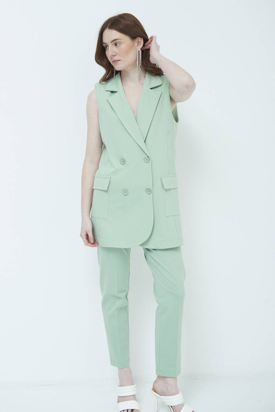 Kikisix GIACCA SMANICATA DOPPIOPETTO VERDE