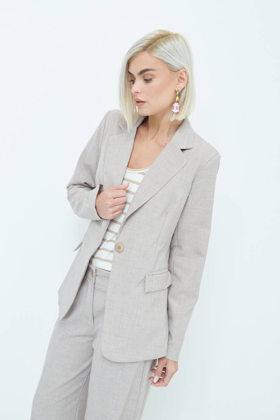 Kikisix GIACCA TESSUTO FIAMMATO BEIGE