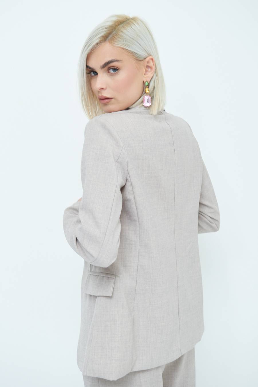 Kikisix GIACCA TESSUTO FIAMMATO BEIGE