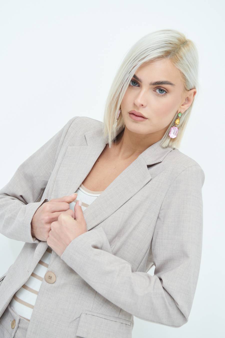 Kikisix GIACCA TESSUTO FIAMMATO BEIGE