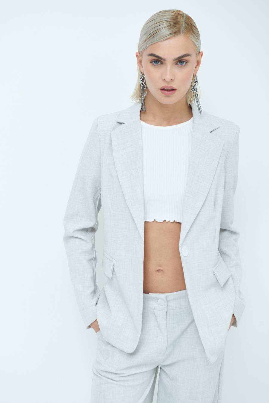 Kikisix GIACCA TESSUTO FIAMMATO GRIGIO