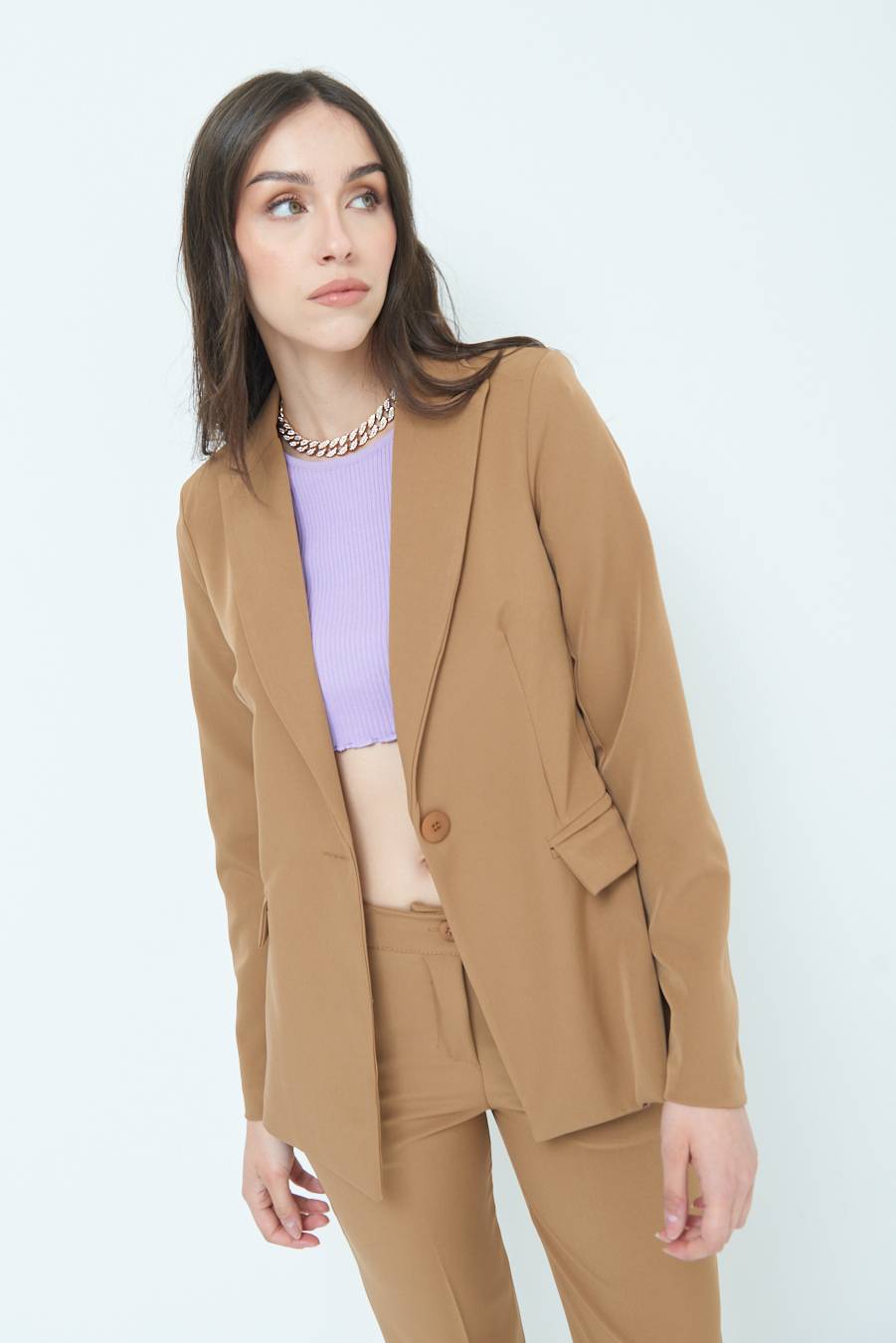 Kikisix GIACCA UN BOTTONE FANGO