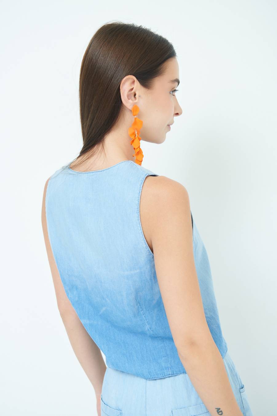 Kikisix GILET CHAMBRAY DEGRADE BLU CHIARO