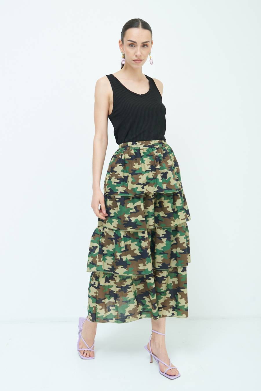 Kikisix GONNA BALZE CAMOUFLAGE VERDE MILITARE