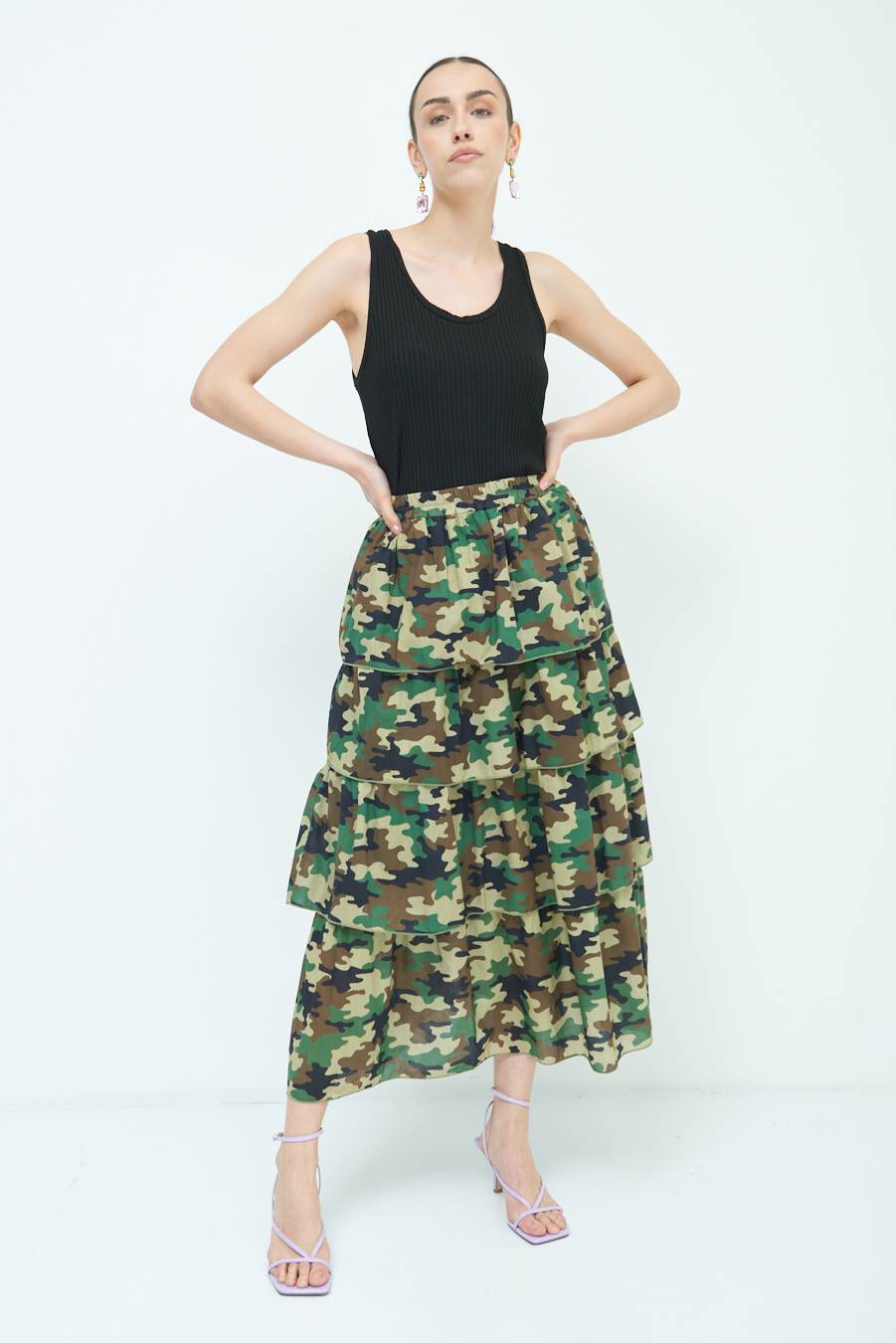 Kikisix GONNA BALZE CAMOUFLAGE VERDE MILITARE