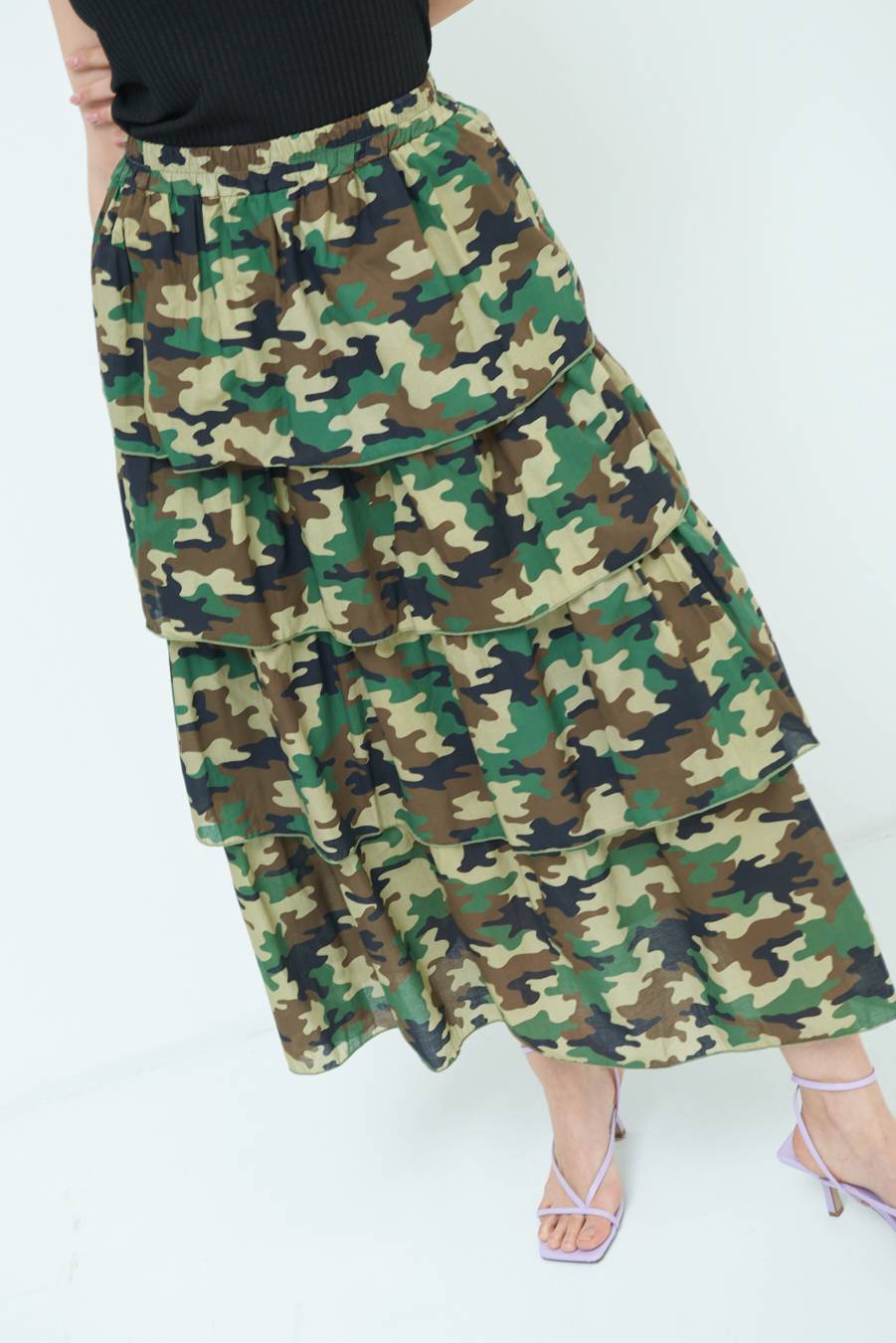 Kikisix GONNA BALZE CAMOUFLAGE VERDE MILITARE