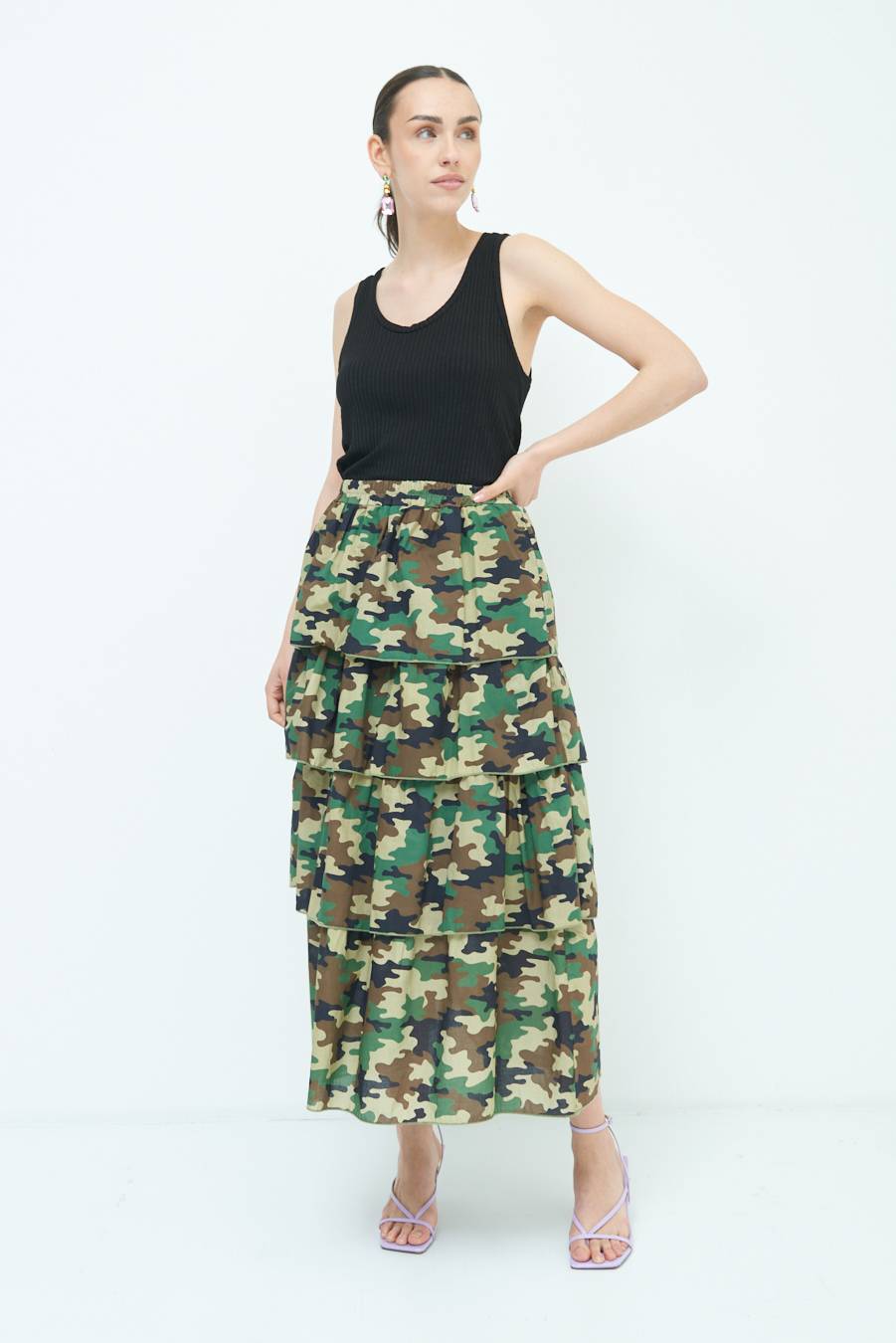 Kikisix GONNA BALZE CAMOUFLAGE VERDE MILITARE