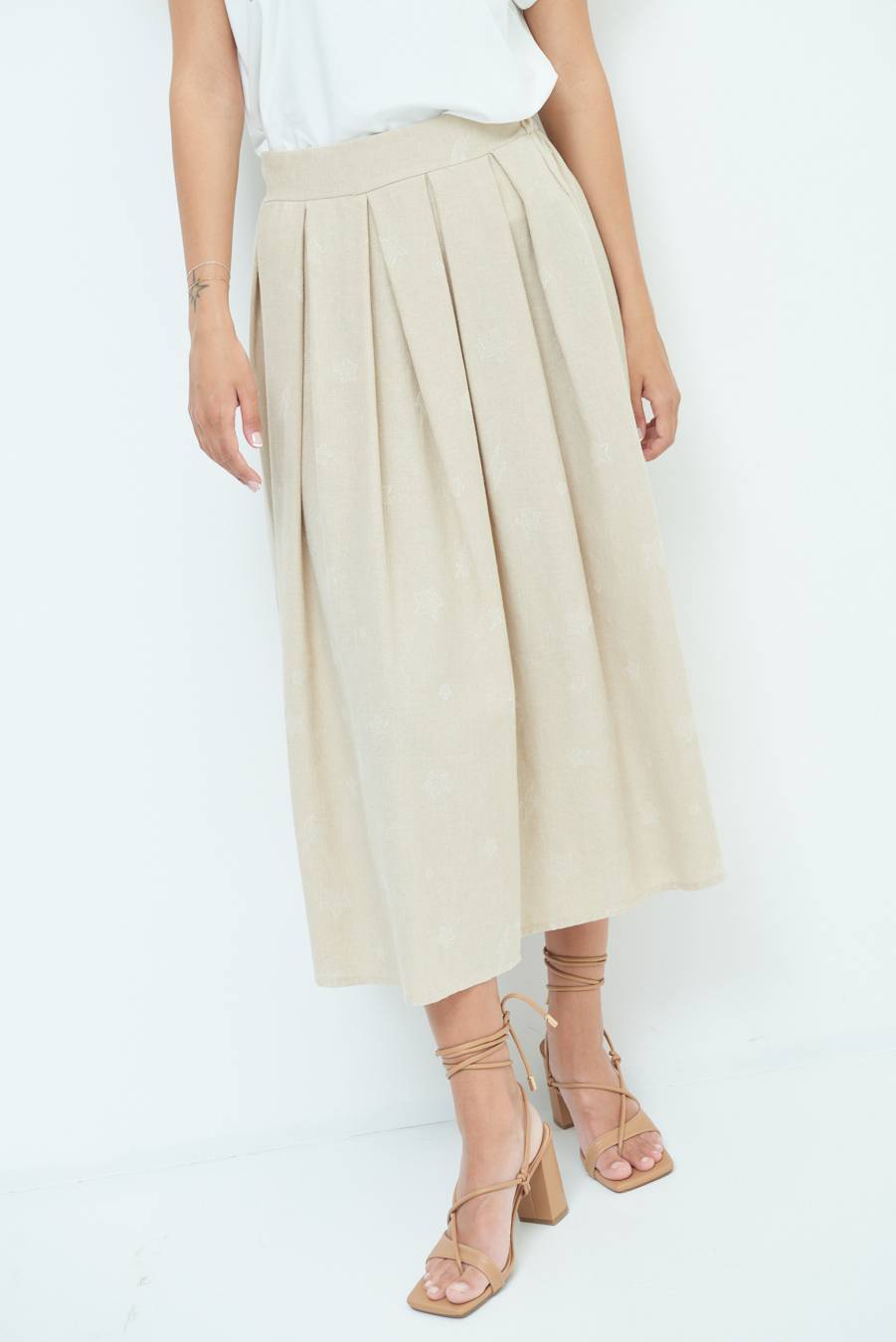 Kikisix GONNA CON STELLE E FULMINI BEIGE