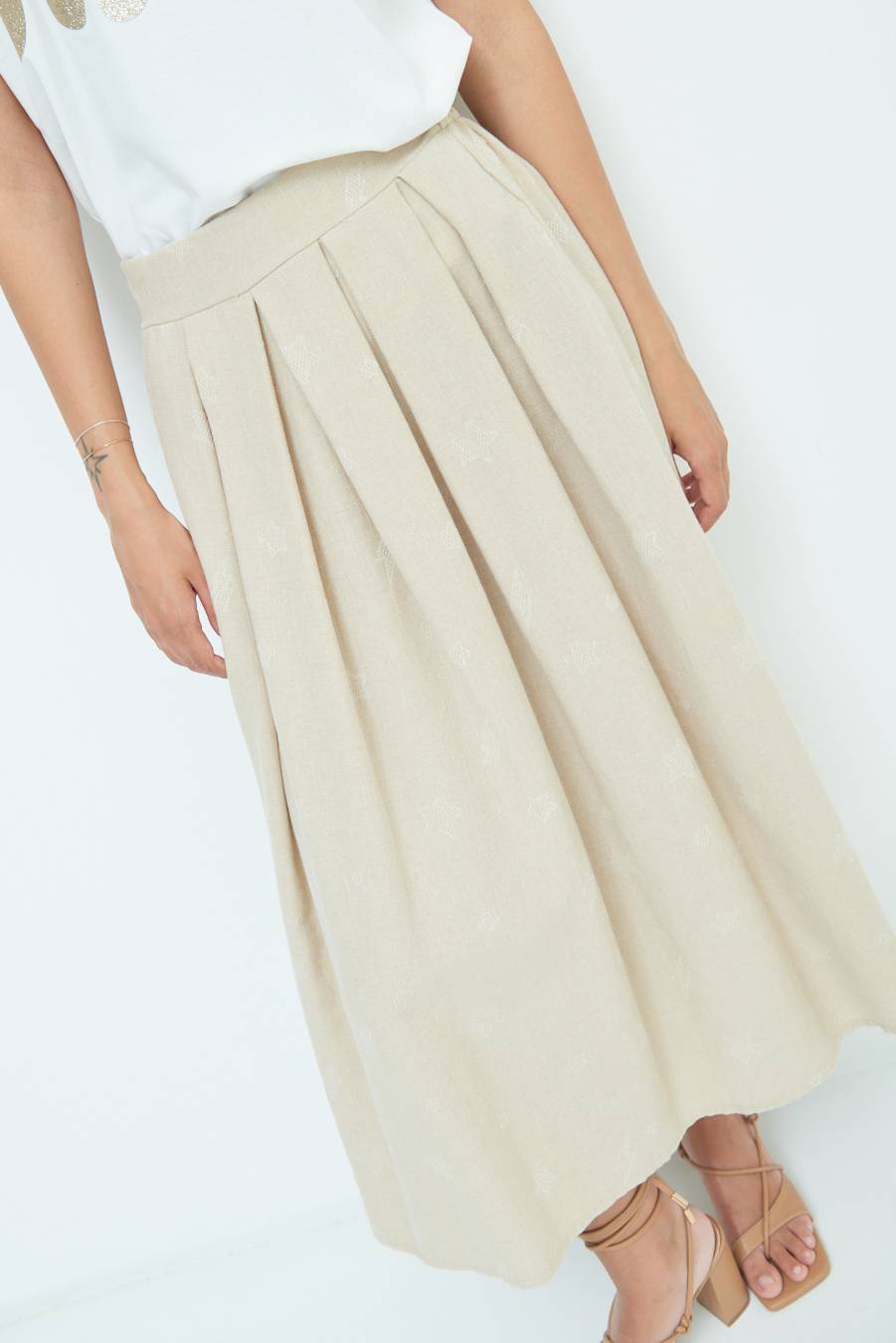 Kikisix GONNA CON STELLE E FULMINI BEIGE