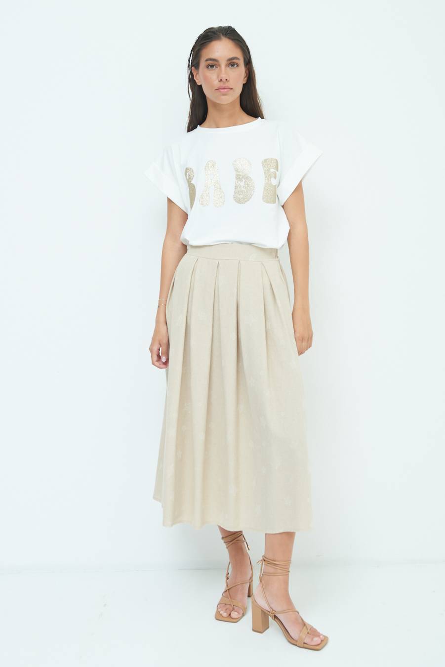 Kikisix GONNA CON STELLE E FULMINI BEIGE