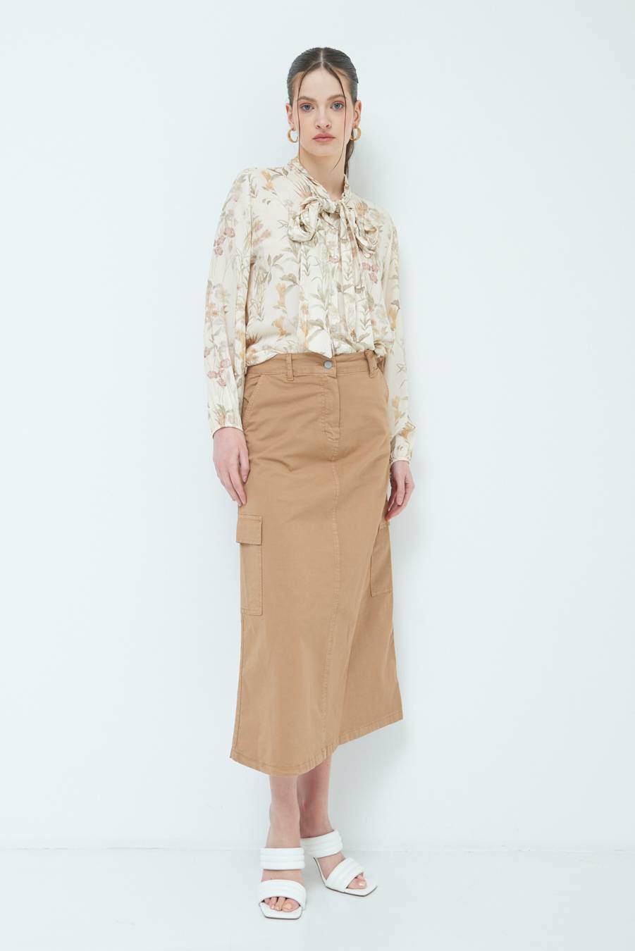 Kikisix GONNA CON TASCONI BEIGE