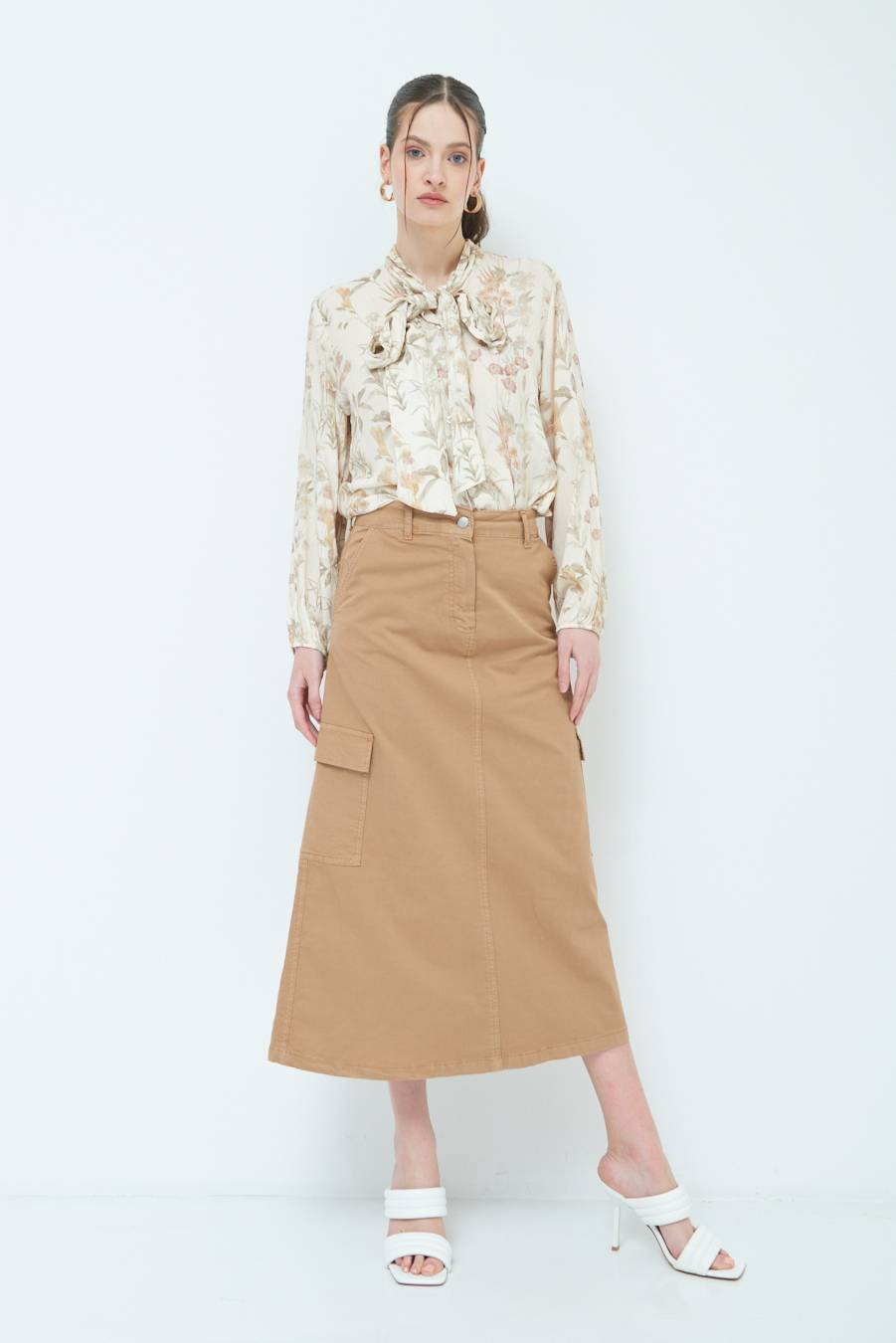 Kikisix GONNA CON TASCONI BEIGE